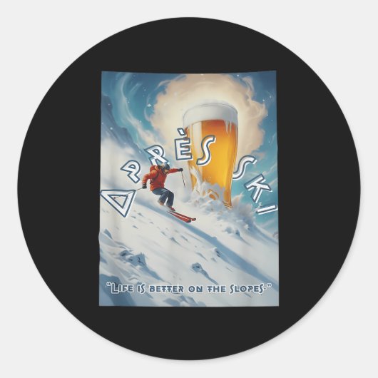 Sticker Rond Préférez Les Skis Sur Les Pistes (Devant)