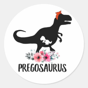 Sticker Rond Pregosaurus Funny Pregancy Don