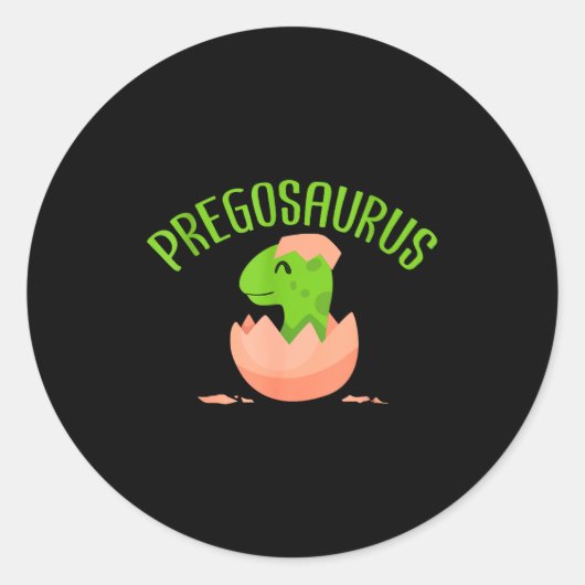Sticker Rond Pregosaurus Preggo Saurus Pregnant Women Dino Love (Devant)