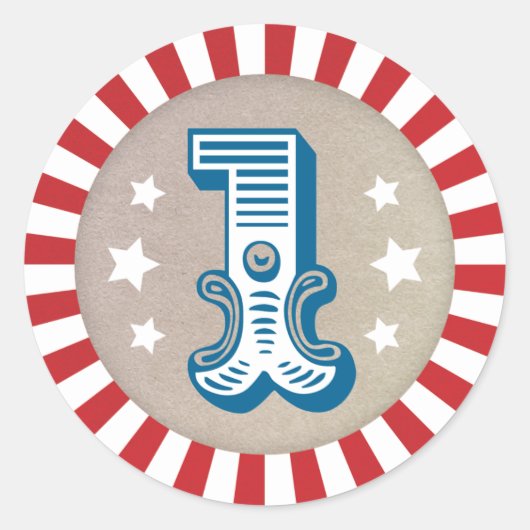 Sticker Rond Premier Anniversaire Cirque Carnaval Favoriser Sti (Devant)