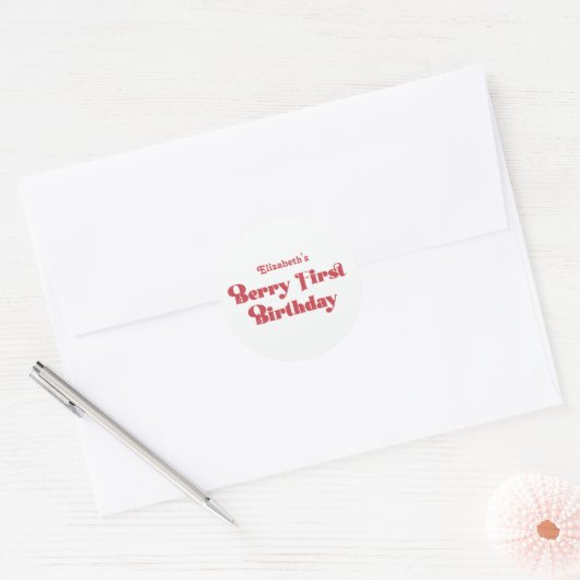 Sticker Rond Premier Anniversaire de Baie (Enveloppe)