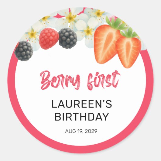 Sticker Rond Premier anniversaire de Berry (Devant)