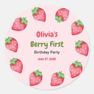 Sticker Rond Premier anniversaire de Berry fraise 1er anniversa