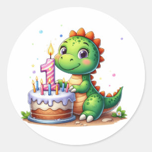 Sticker Rond Premier anniversaire de Dino