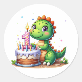 Sticker Rond Premier anniversaire de Dino