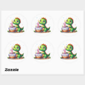 Sticker Rond Premier anniversaire de Dino (Feuille)