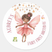 Sticker Rond Premier anniversaire de fée fantaisiste (Devant)