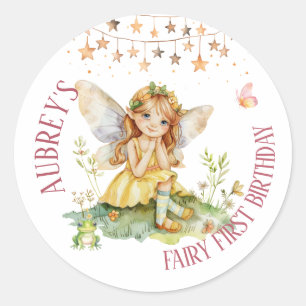 Sticker Rond Premier anniversaire de fée fantaisiste