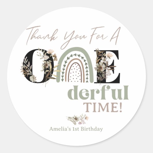 Sticker Rond Premier anniversaire de fille | Onederful (Devant)