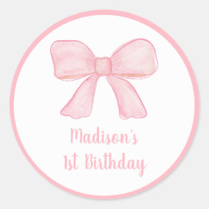 Sticker Rond Premier anniversaire de la Bow rose