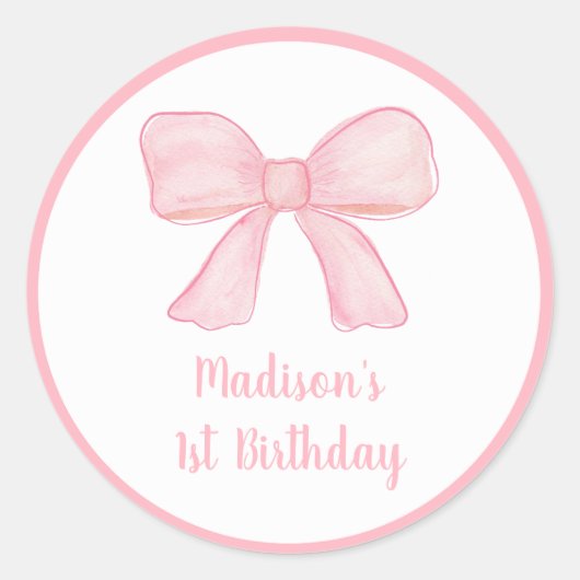 Sticker Rond Premier anniversaire de la Bow rose (Devant)