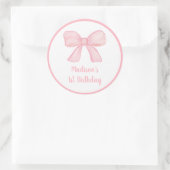 Sticker Rond Premier anniversaire de la Bow rose (Sac)