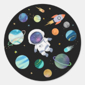 Sticker Rond Premier anniversaire de l'astronaute bleu (Devant)
