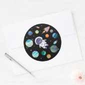 Sticker Rond Premier anniversaire de l'astronaute bleu (Enveloppe)