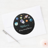 Sticker Rond Premier anniversaire de l'astronaute bleu (Enveloppe)