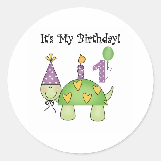 Sticker Rond Premier anniversaire de tortue (Devant)