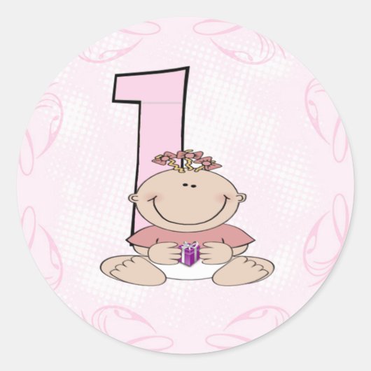 Sticker Rond Premier anniversaire du bébé (Devant)