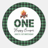 Sticker Rond Premier Anniversaire d'un Joyeux Campeur (Devant)