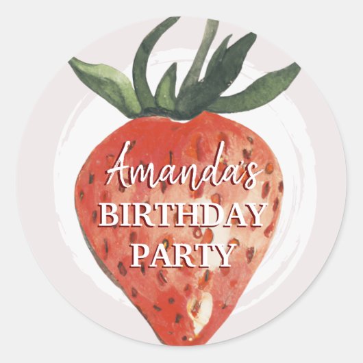 Sticker Rond Premier anniversaire fraise et baie (Devant)