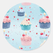 Sticker Rond Premier anniversaire - Gâteaux, bougies et fraises (Devant)