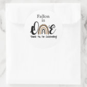 Sticker Rond Premier anniversaire, invitation arc-en-ciel, UN (Sac)