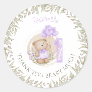 Sticker Rond Premier anniversaire Ourson mignon Merci