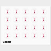 Sticker Rond Premier anniversaire rose simple avec Rose et nom (Feuille)