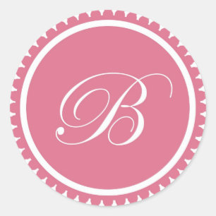Sticker Rond Premier B princesse rose monogramme de phoque part