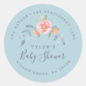 Sticker Rond Premier Baby shower de fleurs circulaire Adresse d (Devant)