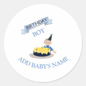 Sticker Rond Premier bébé garçon fête anniversaire Accessoire p (Devant)