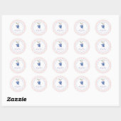 Sticker Rond Premier bleuet à ruban rose Gingham (Feuille)