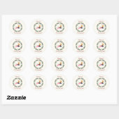 Sticker Rond Premier cerf de Noël avec couronne personnalisable (Feuille)