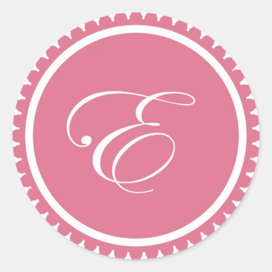 Sticker Rond Premier E princesse rose monogramme de phoque part (Devant)