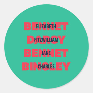 Sticker Rond Premier et dernier noms de personnages de fierté 