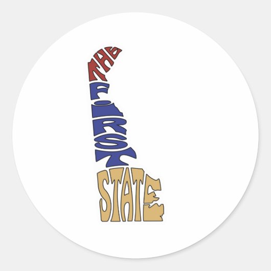 Sticker Rond Premier État - Delaware (Devant)