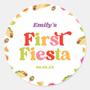 Sticker Rond Premier Fiesta Taco 1er Anniversaire