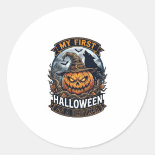 Sticker Rond Premier Halloween en tant que frère Pumpkin Wolf M