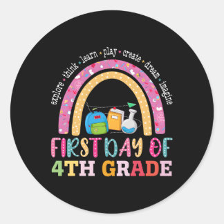 Sticker Rond Premier Jour De 4E Année De Retour À L'École