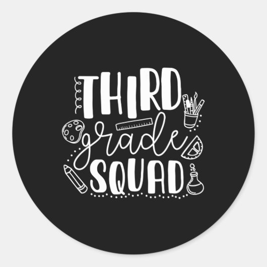 Sticker Rond Premier Jour De L'École Troisième Classe Enseignan (Devant)