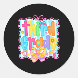 Sticker Rond Premier jour de troisième année bouquet floral pou