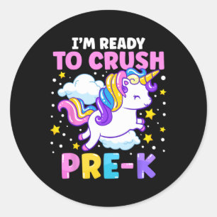Sticker Rond Premier jour d'école maternelle Je suis prêt à écr