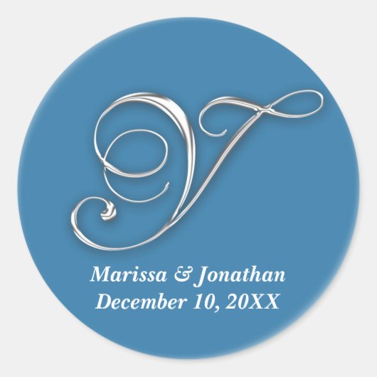 Sticker Rond Premier monogramme bleu Y nom personnalisé pour sc (Devant)