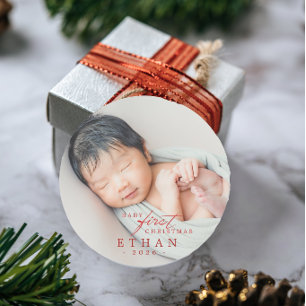 Sticker Rond Premier Noël de bébé