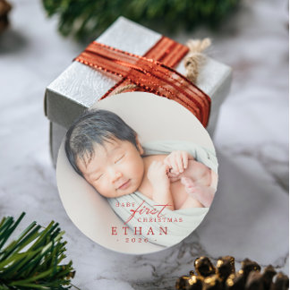 Sticker Rond Premier Noël de bébé