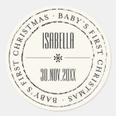 Sticker Rond Premier Noël de bébé empilé du Cercle classique (Devant)