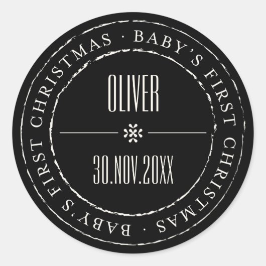 Sticker Rond Premier Noël du bébé de phoque étampé du cercle cl (Devant)