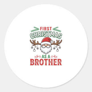 Sticker Rond Premier Noël en tant que frère Santa Gnome