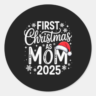 Sticker Rond Premier Noël en tant que maman 2025 Famille assort
