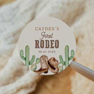 Sticker Rond Premier Rodéo 1er Anniversaire Western Cowboy