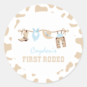 Sticker Rond Premier Rodéo Cow-boy Occidental 1er Anniversaire
